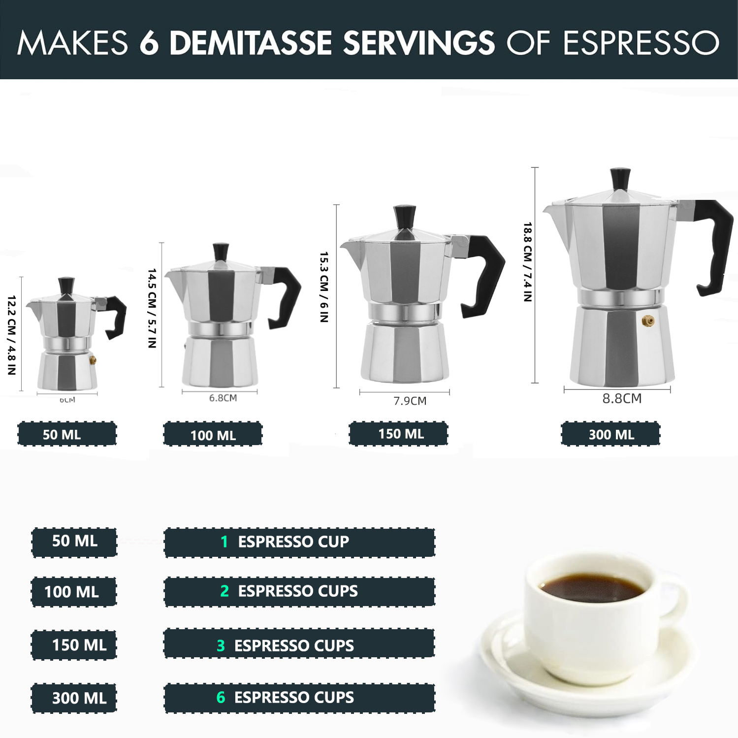 Classic Aluminum Moka Pot 50-3 - Coffee Equipment For Sale recension och pris